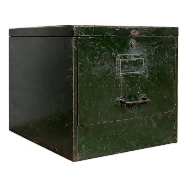 Vintage Industrial Military Filing Cabinet in Green Steel For Sale