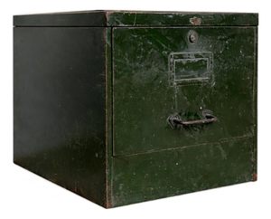 Vintage Industrial Military Filing Cabinet in Green Steel