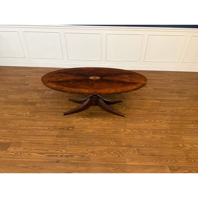 Hepplewhite Georgian Oval Mahogany Cocktail Table by Leighton Hall - Showroom Sample For Sale - Image 3 of 17