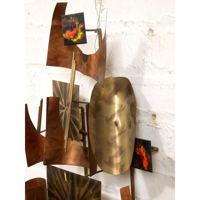 Mid 20th Century 20thC .Mid-Century Modern Brutalist Wall Sculpture Is a Copper and Brass Art Piece Styled After Curtis Jere. For Sale - Image 5 of 11