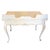 A decorative vintage Louis XV Style desk with a creamy white painted surface with light blue highlights. The flat top has...