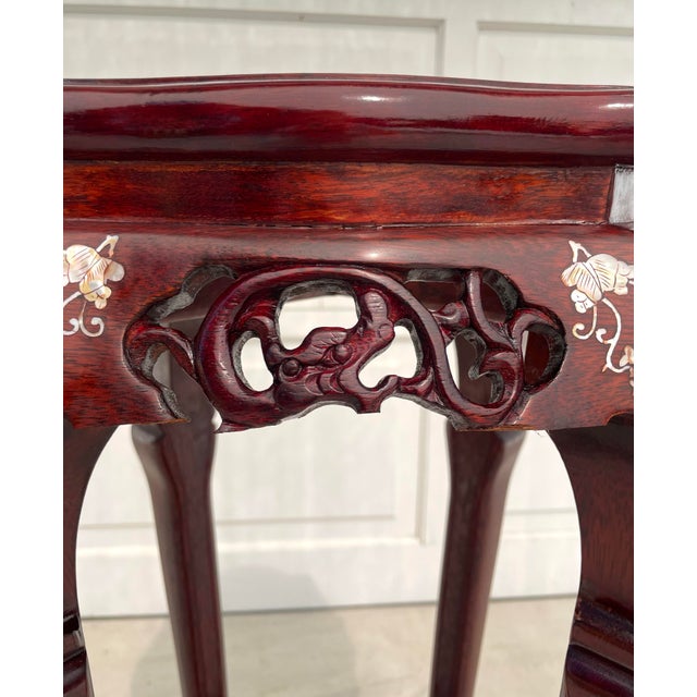 Vintage Chinese Rosewood & Mother-of-Pearl Inlaid Pedestal Stand For Sale - Image 12 of 12