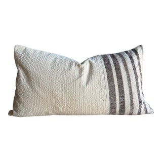 Vintage Turkish Hemp Rug Pillow 16" X 29" With Down Insert For Sale