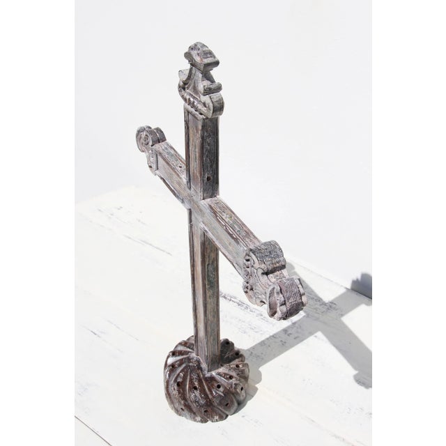 18th Century Portuguese White Baroque Wooden Cross For Sale - Image 10 of 13