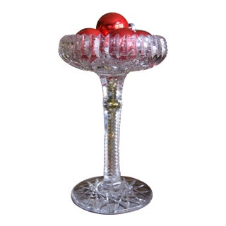 Antique Cut Crystal Tazza on Pedestal, Late 19th–Early 20th Century For Sale