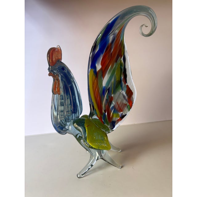 1960s Vintage Murano Hand Blown Glass Rooster Sculpture For Sale - Image 5 of 10
