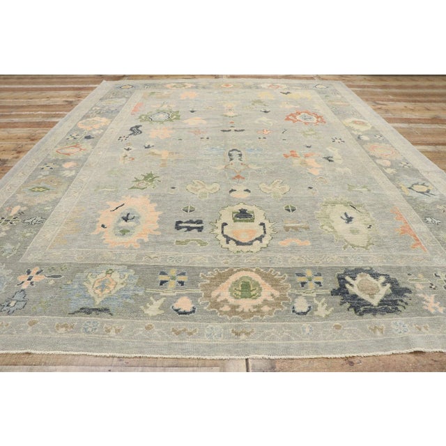 Textile Earth-Tone Turkish Oushak Rug, 09'11 X 12'11 For Sale - Image 7 of 9