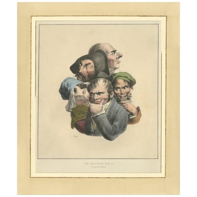 Louis-Léopold Boilly, Grimaces Plate, 1823, Lithograph For Sale - Image 10 of 10