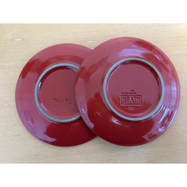 Edith Heath Heath Ceramics Small Cups and Saucers Glossy Red/Chocolate Brown For Sale - Image 4 of 6