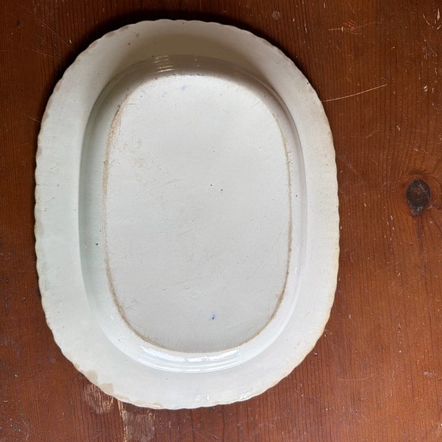 Antique Staffordshire Pearlware Blue Feather Edge Platter, Circa 1820’s For Sale - Image 10 of 12