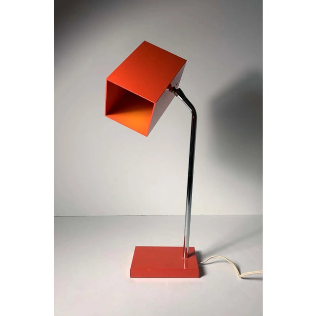 Mid 20th Century Robert Sonneman for George Kovacs Box Head Table Lamp in Red For Sale - Image 5 of 9