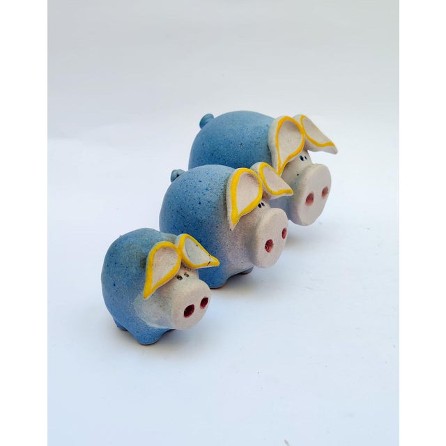 Set of three ceramic figurines depicting three pigs Designed by Ivo De Santis, Gli Etruschi, Bitossi era RARE Vintage,...