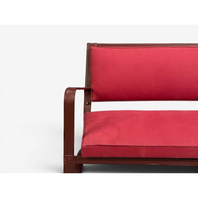 Metal Jacques Adnet, Rare Settee, Leather, Steel, France, 1950s For Sale - Image 7 of 14