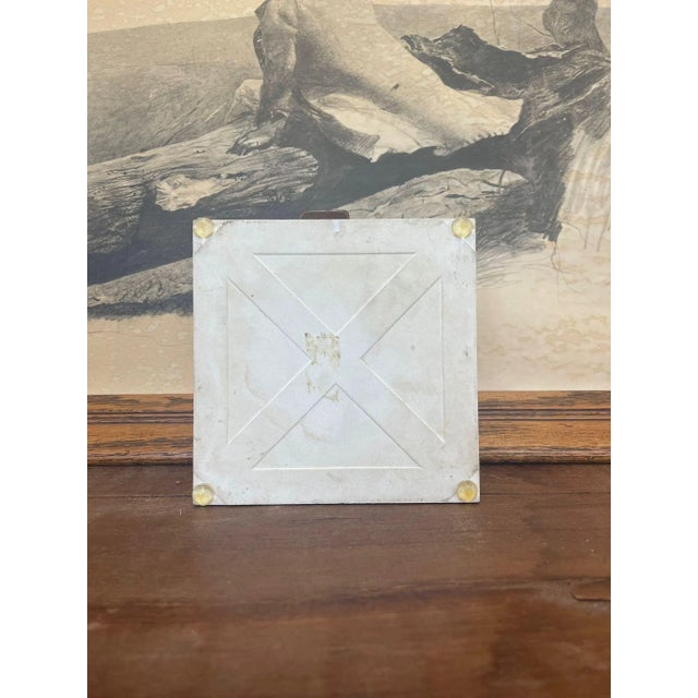 Stone Vintage Blue Rooster Tile Coaster Motif Dish For Sale - Image 7 of 7