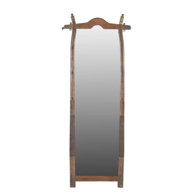 Farmhouse Vintage Indian Teakwood Arched Top Mirror For Sale - Image 3 of 4