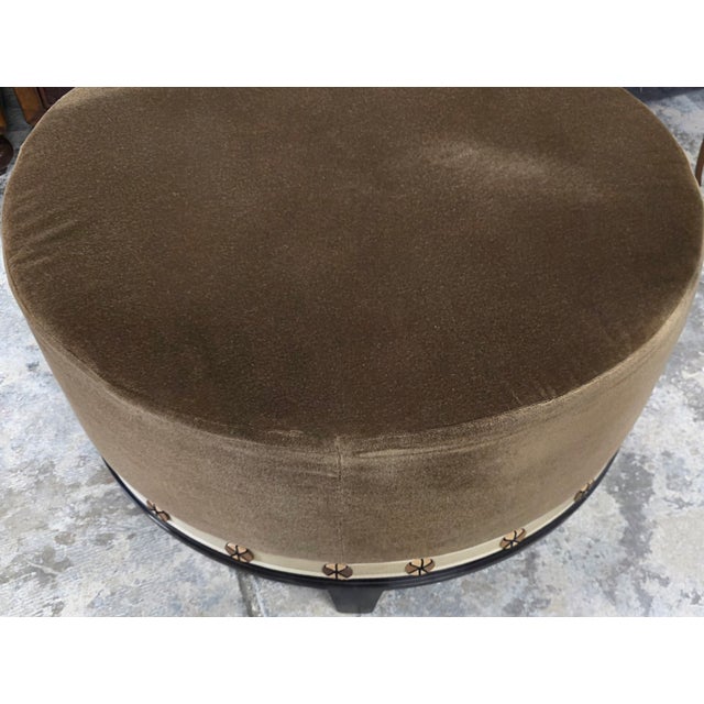 A. Rudin 36" Round Mohair Ottoman For Sale - Image 12 of 13