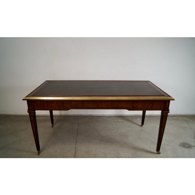 1960s 1960’s Hollywood Regency Leather & Brass Trim Writing Desk by Sligh Furniture For Sale - Image 5 of 13