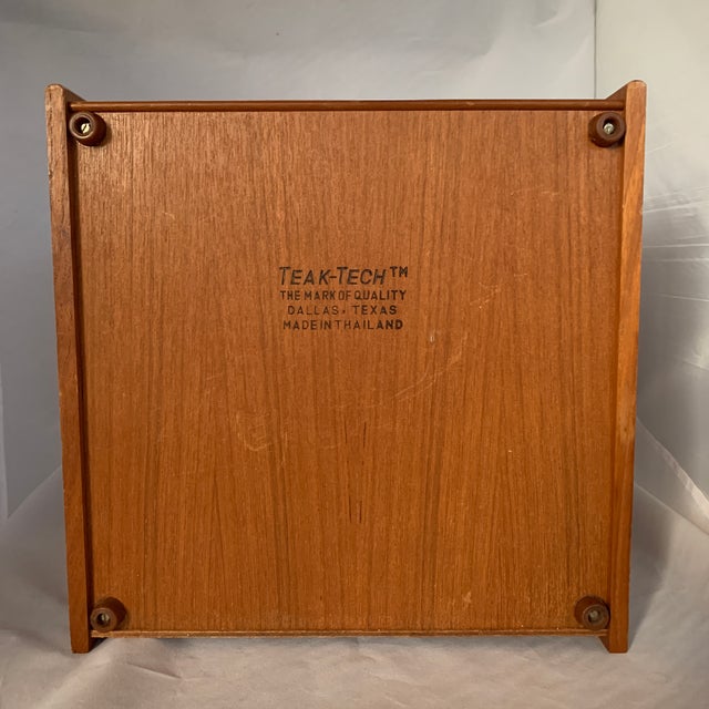 Vintage CD & Cassette Storage Filing Teak Wood Box Roll Top Tambour Door MCM Danish Style Set