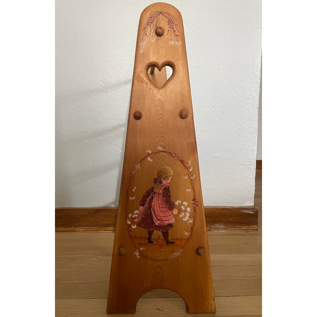 Farmhouse Vintage Hand-Painted Wooden Quilt Rack For Sale - Image 3 of 10