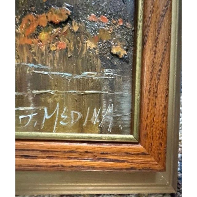 Vintage Alice J. Medina Signed Impasto Autumn Landscape Oil Painting, Framed For Sale - Image 4 of 4
