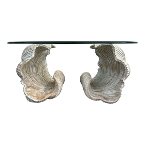 1970s Italian Carved Wood Shell Coffee Table