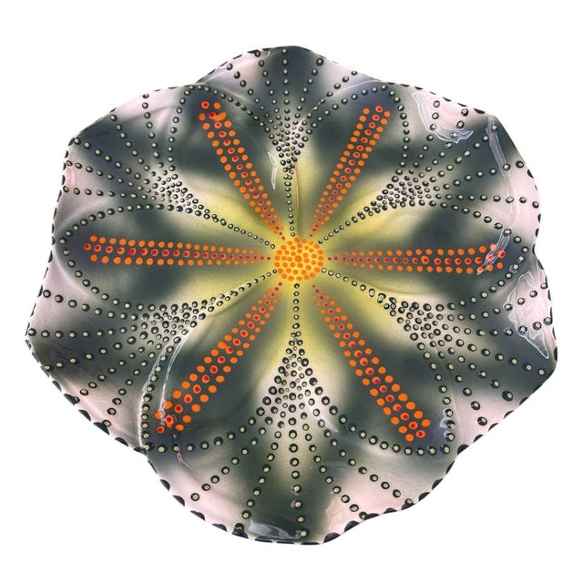 Mid-Century Modern South African Hand-Painted Ceramic Starburst Plates - a Pair For Sale In West Palm - Image 6 of 11