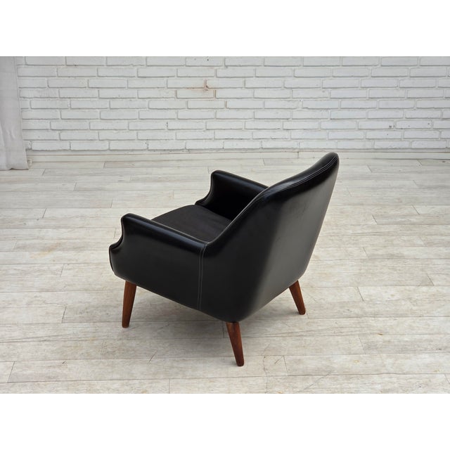 Danish Armchair in Artificial Leather and Teak Wood Legs, 1970s For Sale - Image 15 of 18