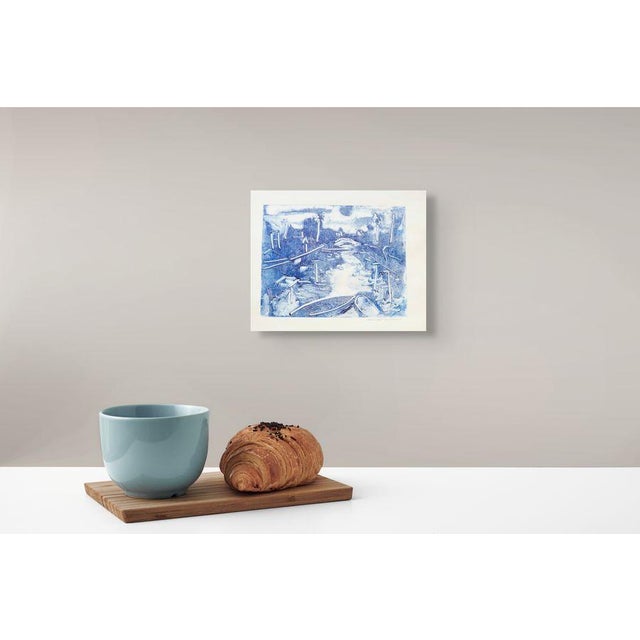 FREE Shipping: Painting on paper, a contemporary monotype of a canal in Venice California. This painting was made at dusk,...
