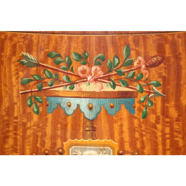 Clear All Fine Pair English Satinwood Adams Style With Paint Decoration 1920s Era Commodes For Sale - Image 12 of 16