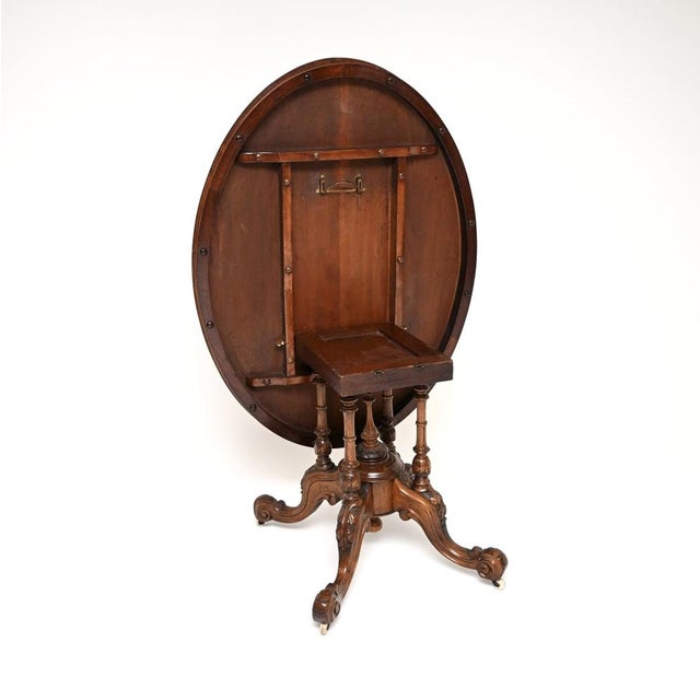 Brown Antique Victorian Inlaid Burr Walnut Loo Table, 1860 For Sale - Image 8 of 11