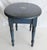 19th century blue painted small oval table with original decoration of a New England scene in the center of the tabletop....