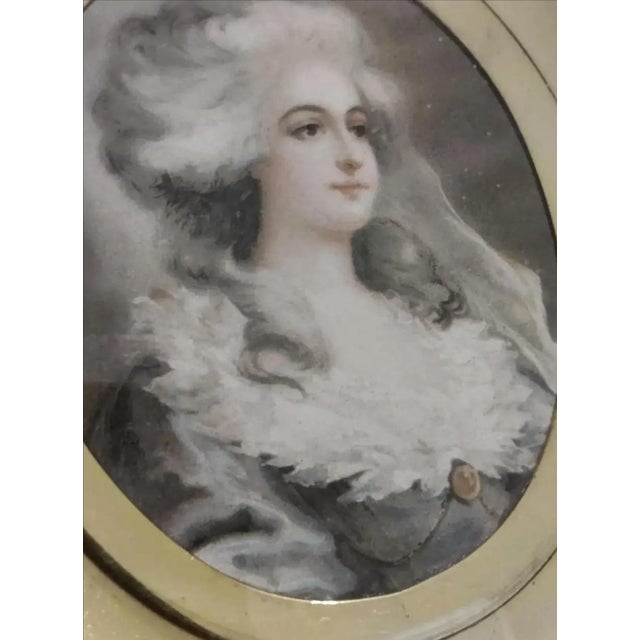 Rare and fabulous antique Kronheim & Oldenbusch miniature portrait (print, possibly Marie Antoinette) set in a gorgeous...