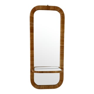 Vintage Wrapped Rattan Mirror Shelf For Sale