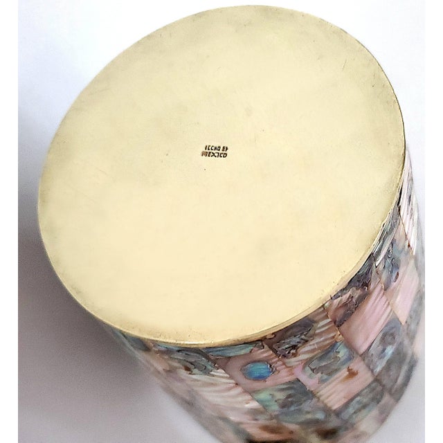 Metal Ice Bucket Abalone Shell & Solid Brass For Sale - Image 7 of 10