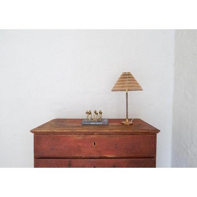 Mid-Century Modern Table Lamp in Brass and Rattan, 1960s For Sale - Image 8 of 16