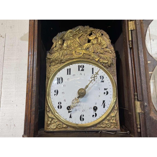 Antique Louis XV Oak Clock, 1800s For Sale - Image 13 of 15