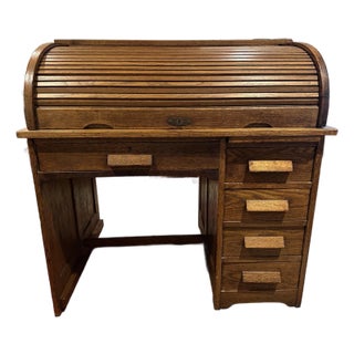 Antique Scroll Top Desk For Sale