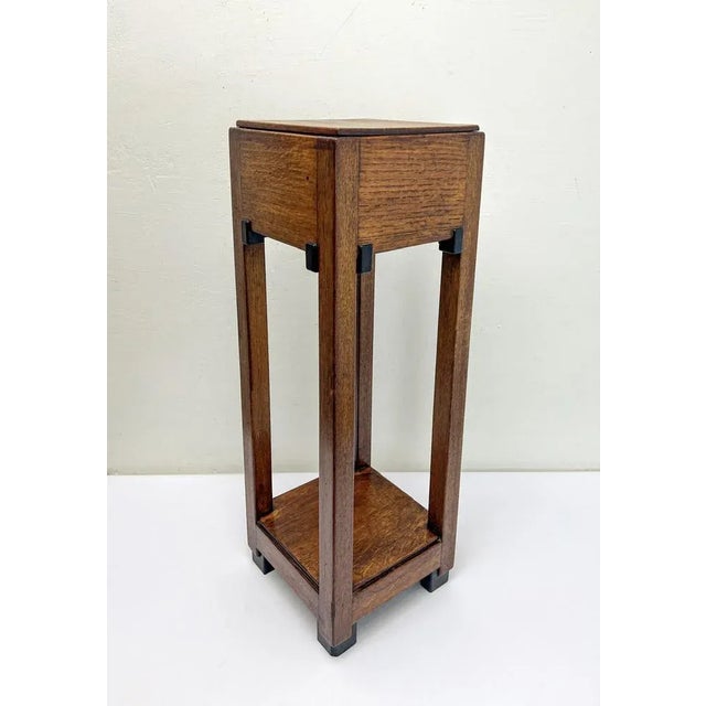 Art Deco Pedestal in Oak, 1920s For Sale - Image 3 of 17
