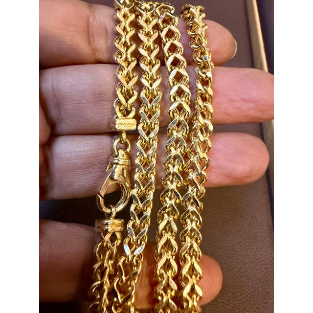 Vintage 14K Solid Yellow Gold Curb Link Chain, 25.7 Gm , 23" Long Made in Turkey For Sale - Image 4 of 18
