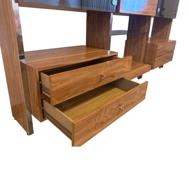 John Stuart John Stuart Style Modular Chrome and Smoked Glass Wall Unit For Sale - Image 4 of 8