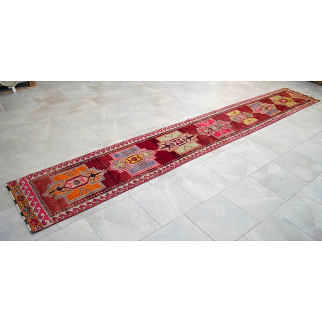 1970s Vintage Hand-Knotted Narrow Runner - 2′1″ × 14′2″ For Sale - Image 6 of 15