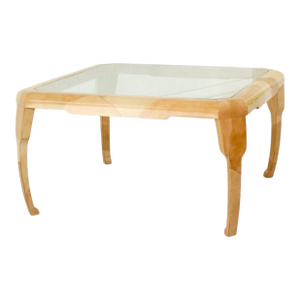 1980s Lacquered Faux Goatskin Dining Table by Alessandro for Baker
