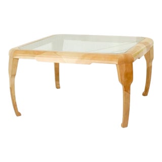 1980s Lacquered Faux Goatskin Modern Dining Table by Alessandro for Baker For Sale