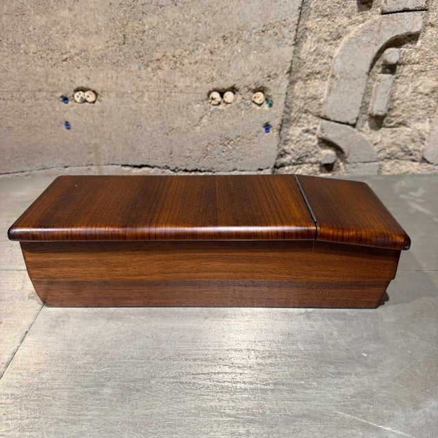 Zebrano Wood Grain Vintage Center Console Storage Box For Sale In San Diego - Image 6 of 15