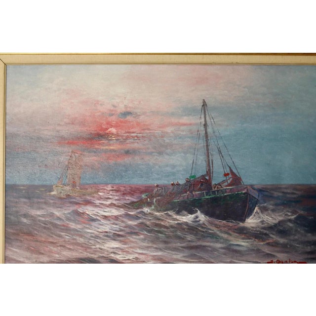 1950s Johan Ossian Andersson, Sailing at Sunset, 1950s, Oil on Canvas, Framed For Sale - Image 5 of 11