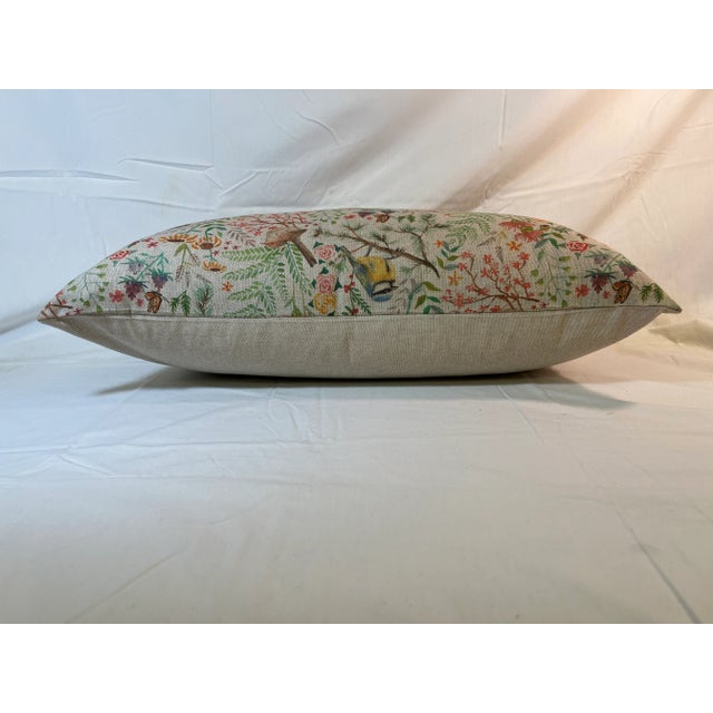 Large Bolster Pillow Decorated With an Aesthetic Movement Inspired Pattern Made Up of Birds, Butterflies and Vibrant Florals - Made in the U K For Sale - Image 9 of 12