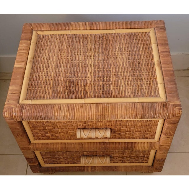 1980s 1980s Woven Rattan Nightstand For Sale - Image 5 of 7