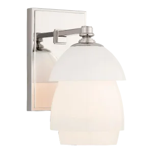 Thomas O'Brien for Visual Comfort Signature Whitman Small Sconce in Polished Nickel with White Glass Shade