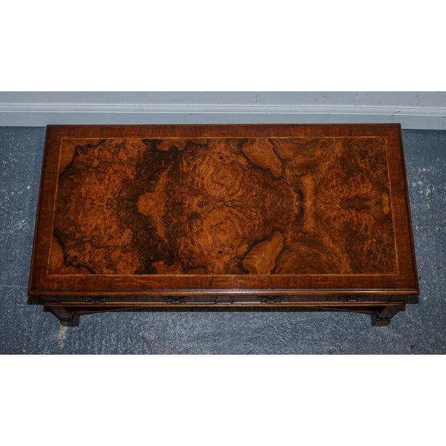 Vintage Brights of Nettlebed Burr Walnut Coffee Table with Two Deep Drawers For Sale - Image 10 of 17
