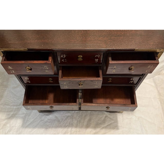 Wood Stunning Vintage Late 20th Century Asian Ten-Drawer Apothecary Medicine Cabinet Chinoiserie Style for Ethan Allen For Sale - Image 7 of 15